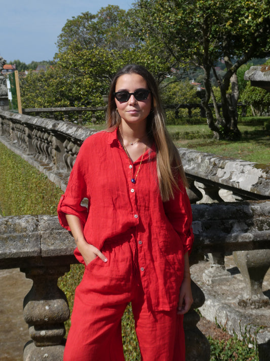 Camisa Vermelha Linho
