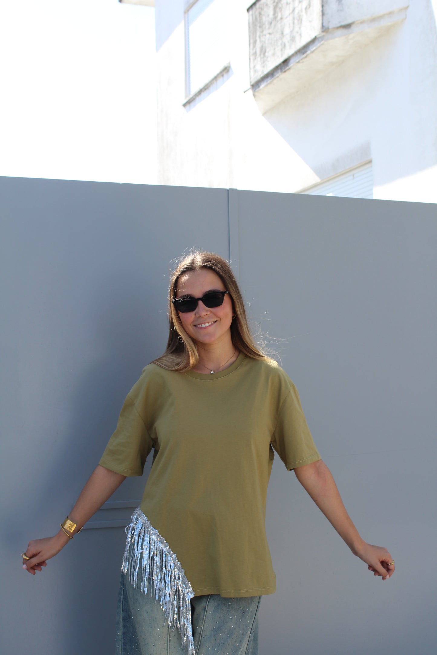 T-Shirt Verde Oliva c/Brilho