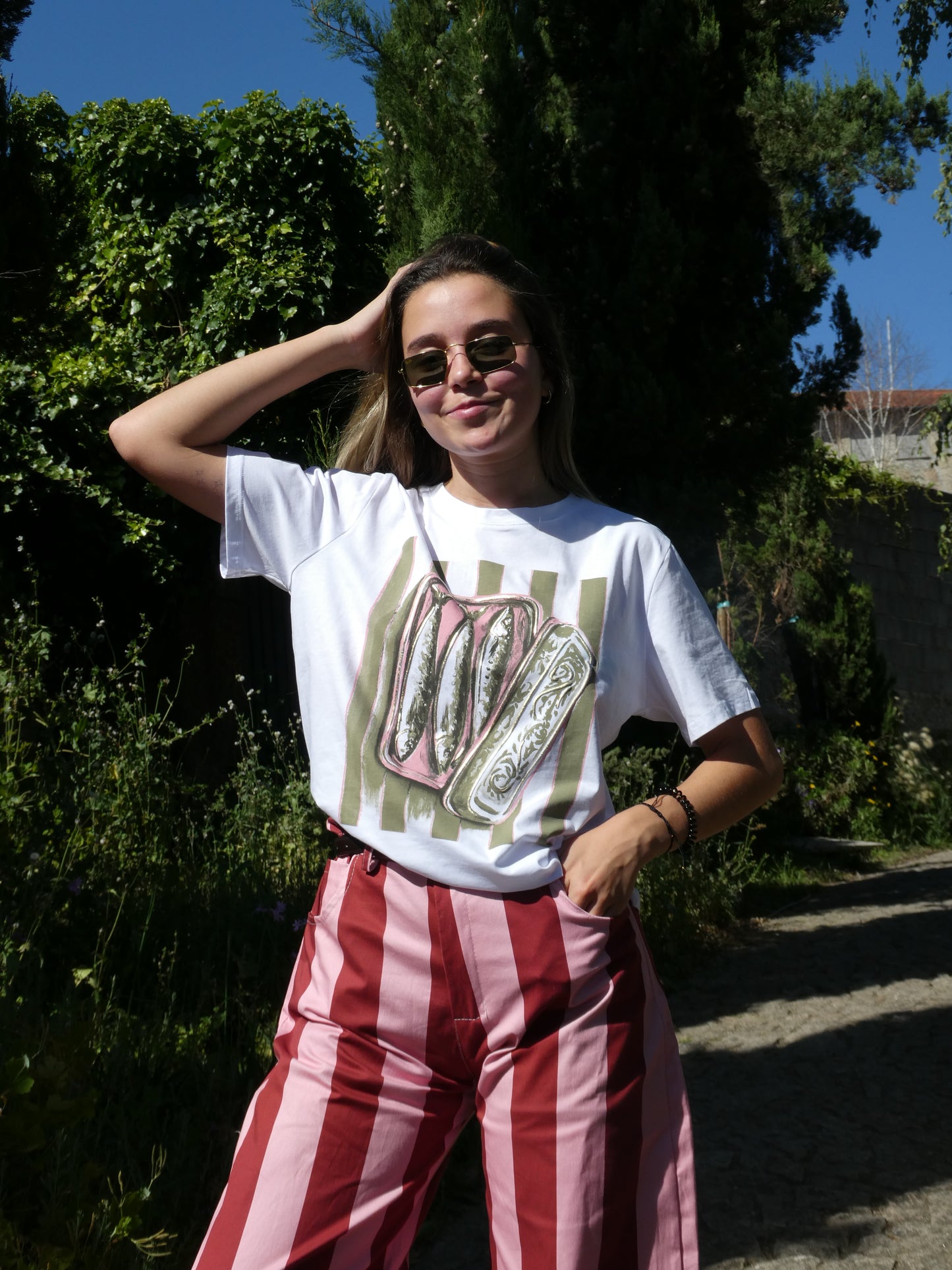 T-shirt Sardinha Verde&Rosa