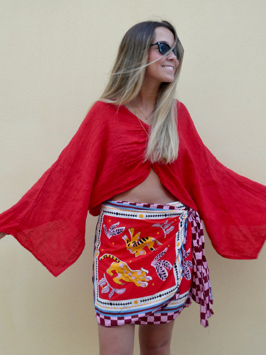 Blusa Linho Vermelha