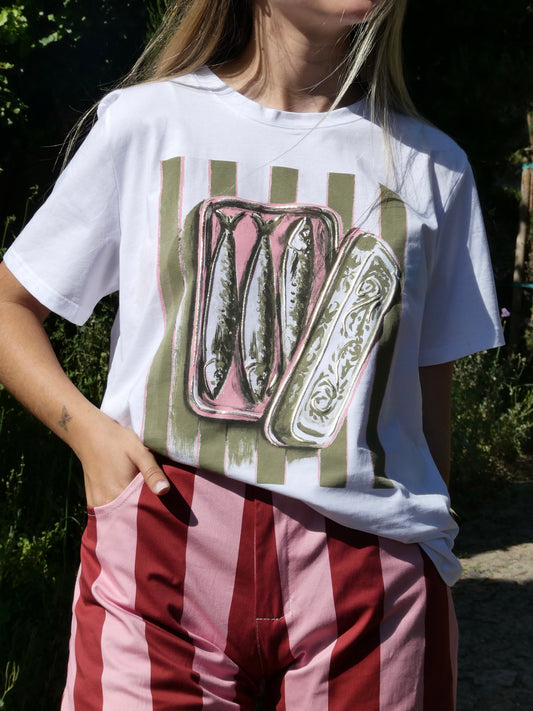 T-shirt Sardinha Verde&Rosa