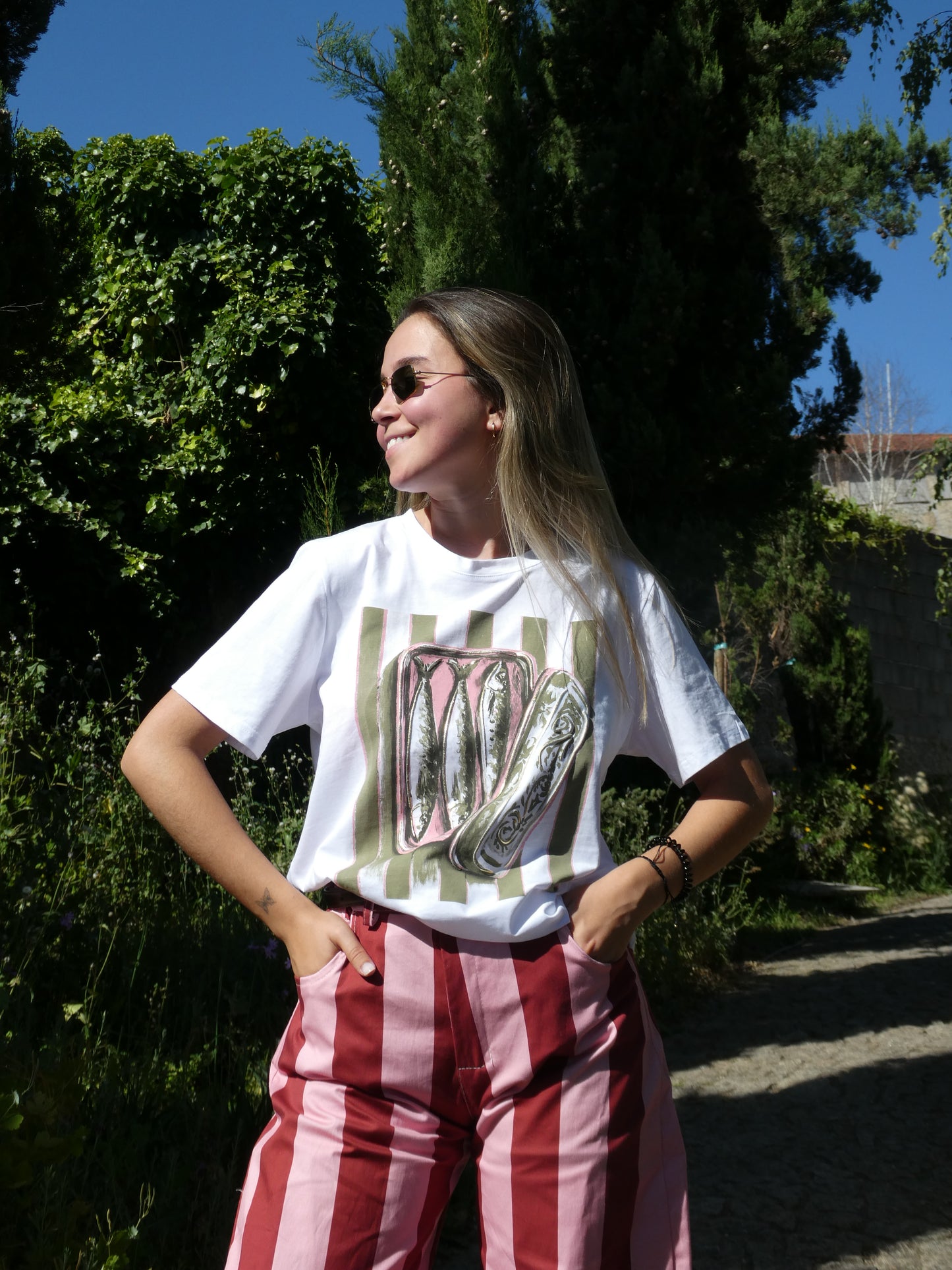 T-shirt Sardinha Verde&Rosa