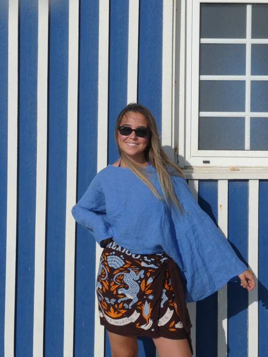 Blusa Linho Azul